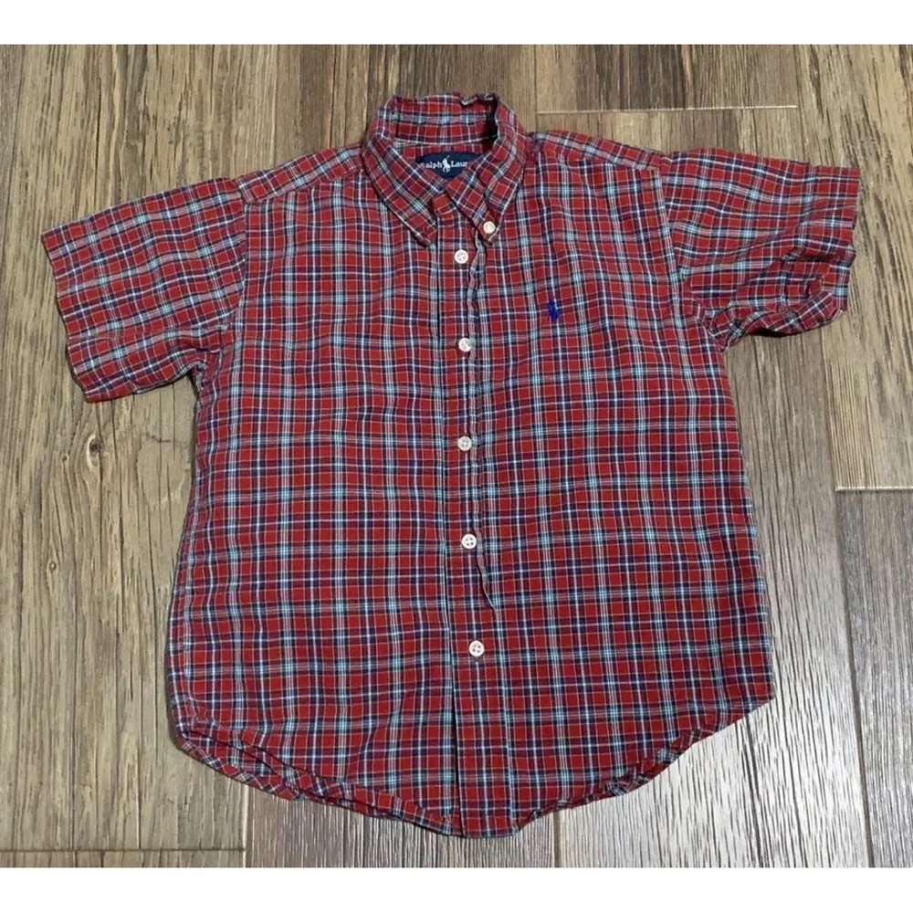 Ralph Lauren boys 5 button up red plaid shirt